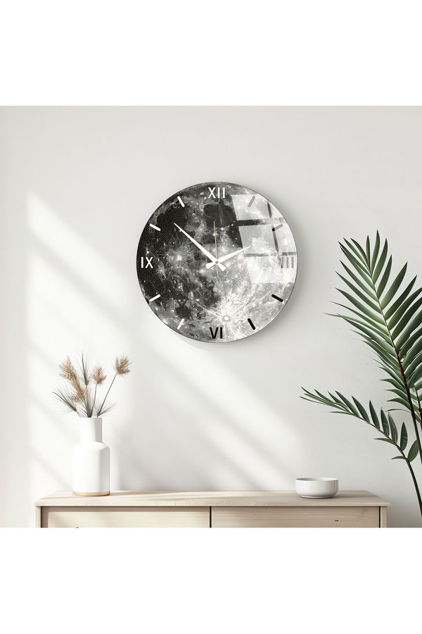 Modern Siyah-Beyaz Duvar Saati - Geometrik Tasarım | Huhu353