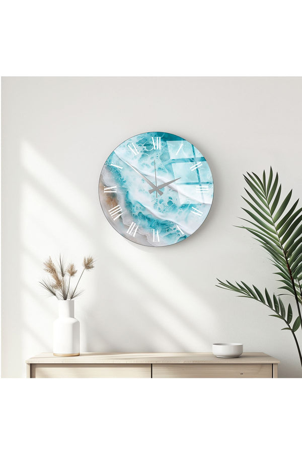 Modern Mavi Desenli Duvar Saati - Şık Tasarım | Huhu340