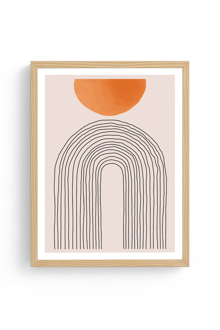Doğal Ahşap Çerçeveli Minimalist Soyut Tablo - Pastel Tonlar | huhu1541