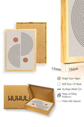 Doğal Ahşap Çerçeveli Geometrik Desenli Tablo - Pastel | huhu1389
