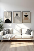 Geometrik Desenli Siyah-Beyaz Tablo Seti - Modern 3’lü Set | huhu262