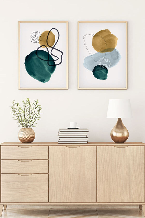 Soyut Desenli Modern Tablo Seti - 2’li Set | huhu120