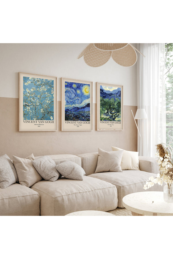 Vincent Van Gogh Tablo Seti - Modern 3’lü Çerçeveli Set | huhu269