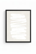 Doğal Ahşap Çerçeveli Minimal Beyaz Fırça Desenli Tablo - Pastel | huhu1069