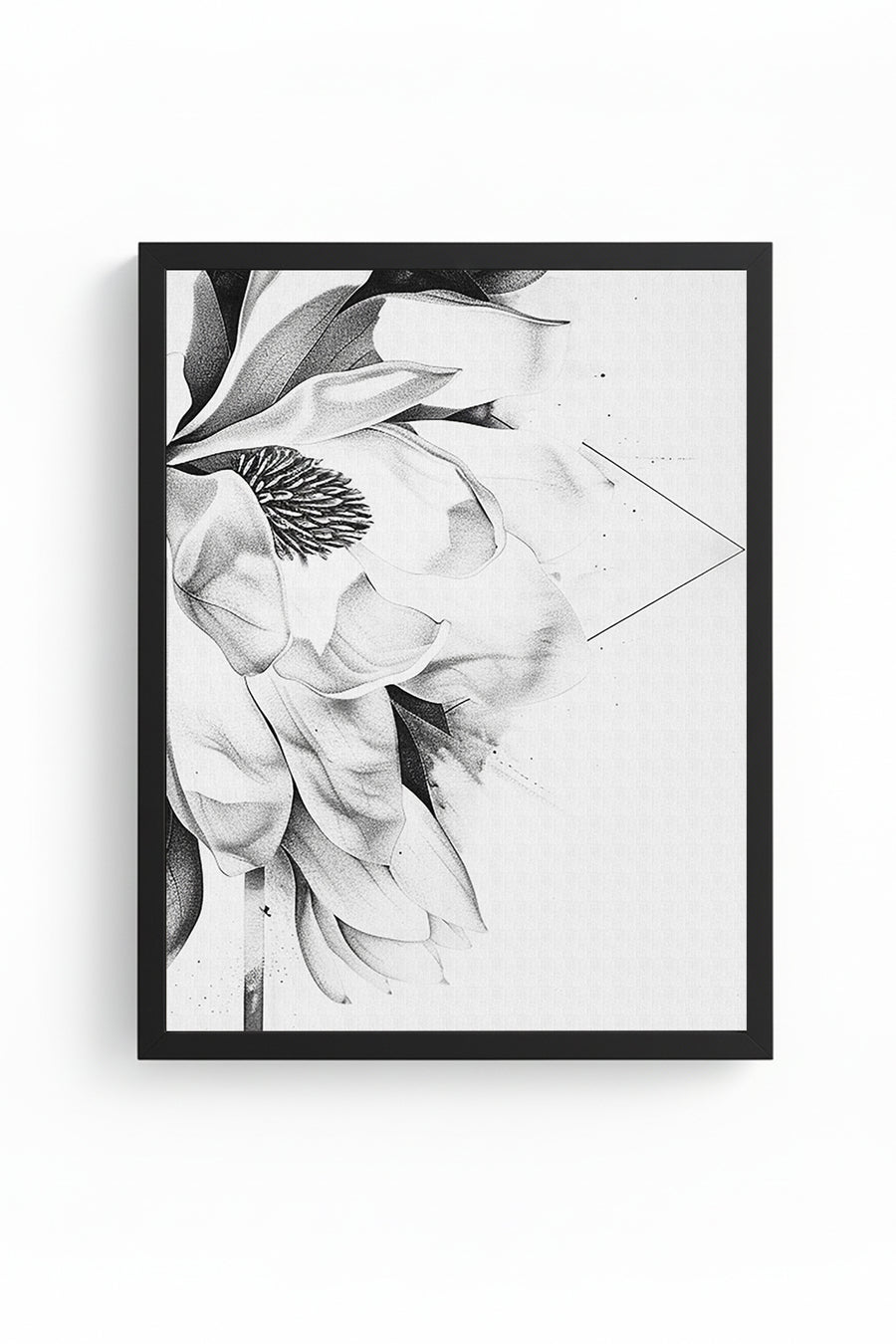 Doğal Ahşap Çerçeveli Çiçek Desenli Tablo - Minimal | huhu1314