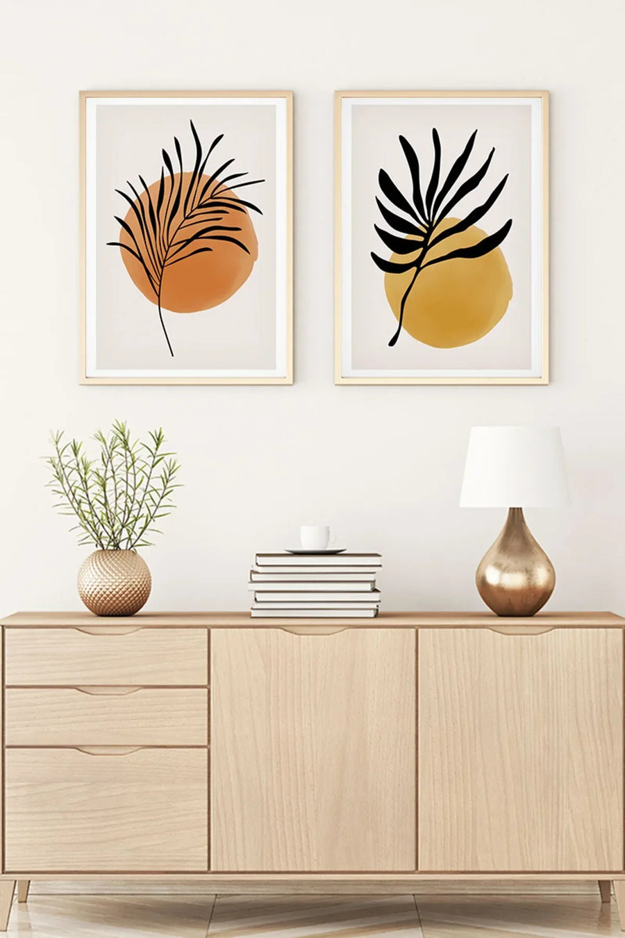 Modern Geometrik Tablo Seti - Siyah ve Sarı 2’li Set | huhu98
