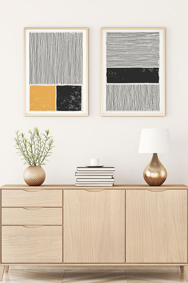 Soyut Desenli Modern Tablo Seti - 2’li Set | huhu131