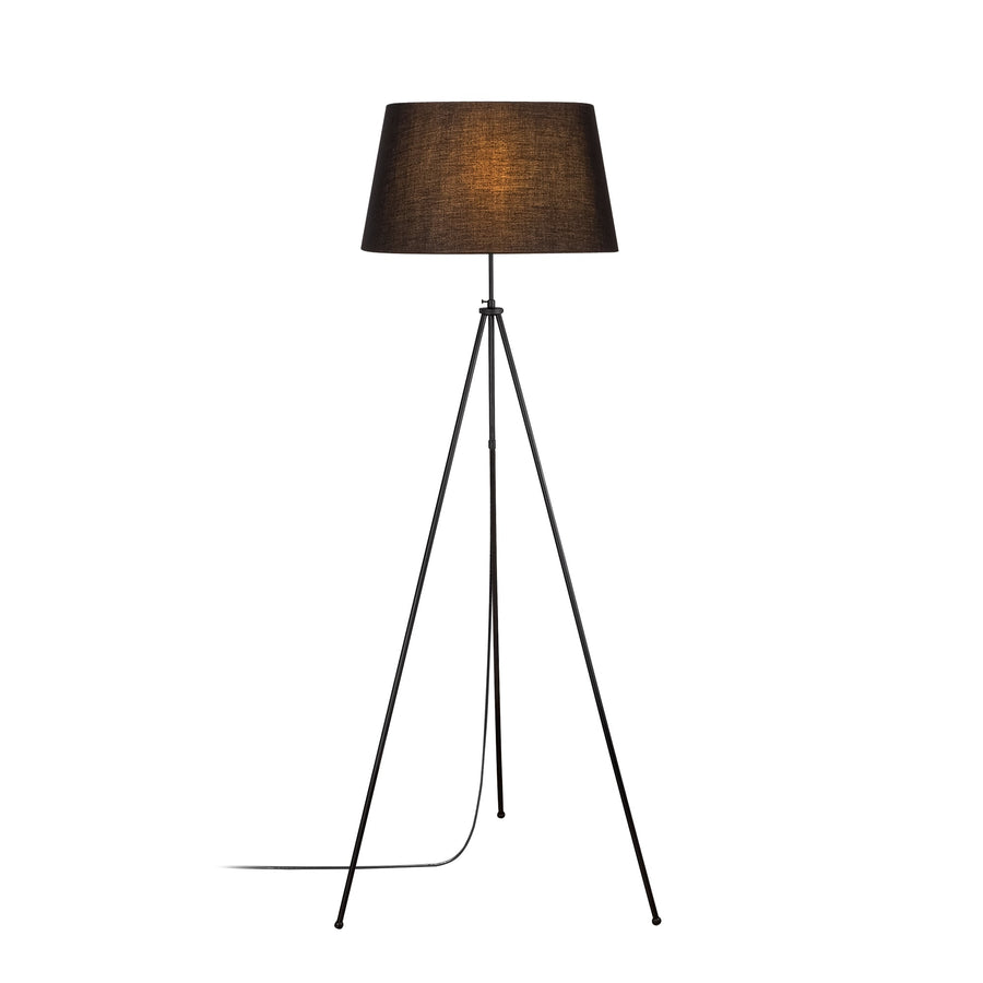 Abajurlu Tripod Modern Metal Lambader - Siyah