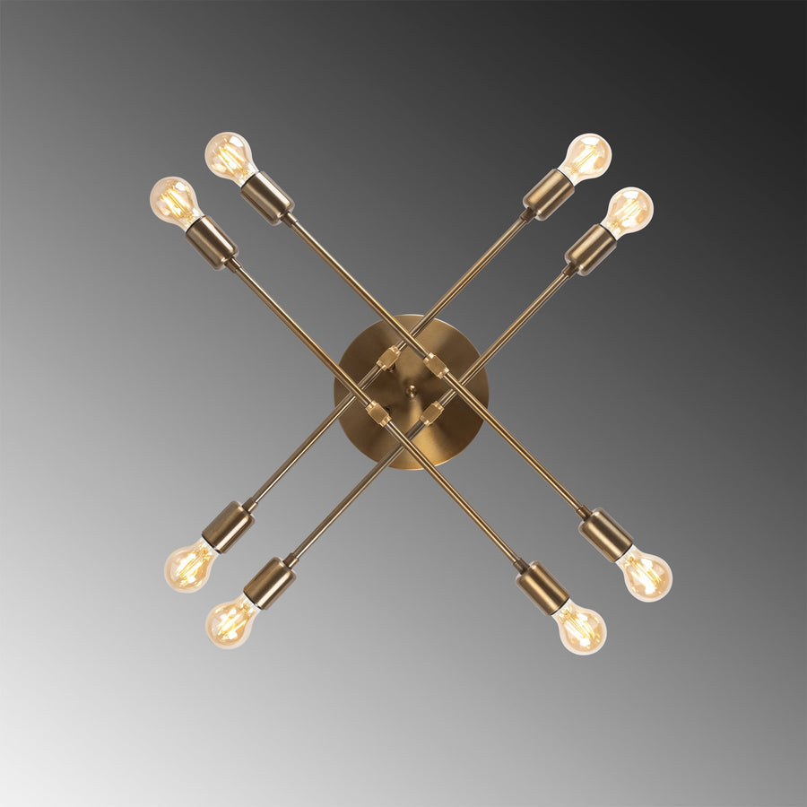 Sputnik 8li Metal Plafonyer - Altin