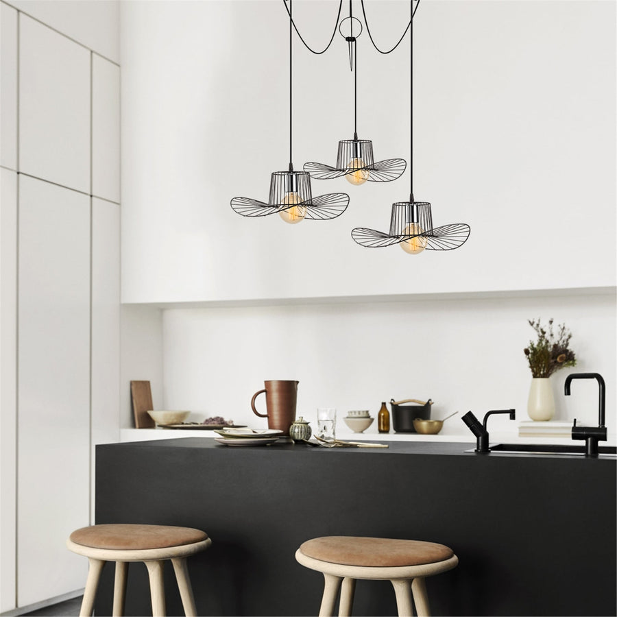 Fötr Şapka Tel Kafes 3'lü Örümcek Sarkıt - Siyah