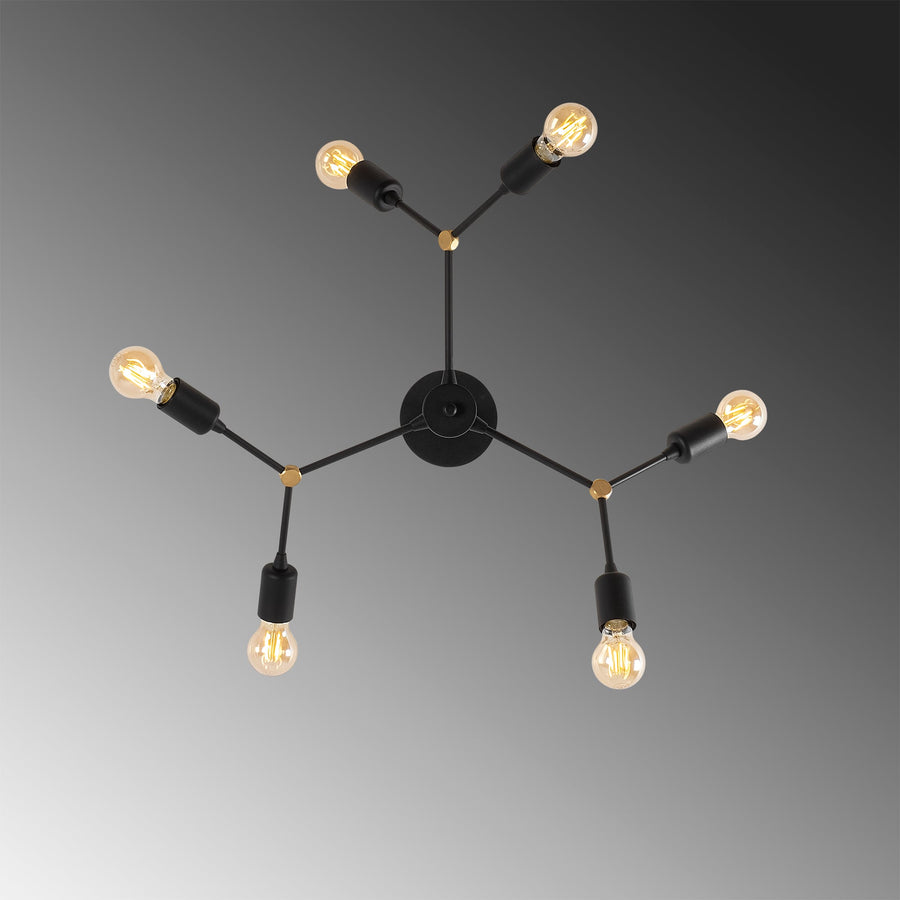Sputnik 6'lı Metal Avize - Siyah