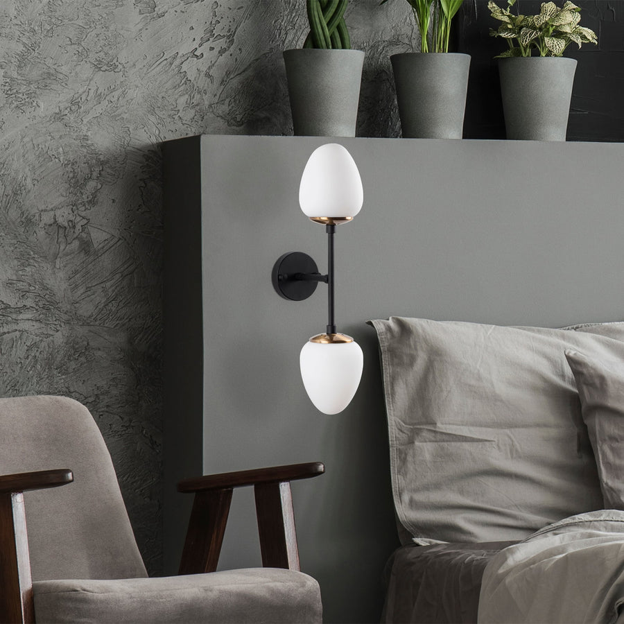 Camlı 2'li Aplik Modern - Siyah