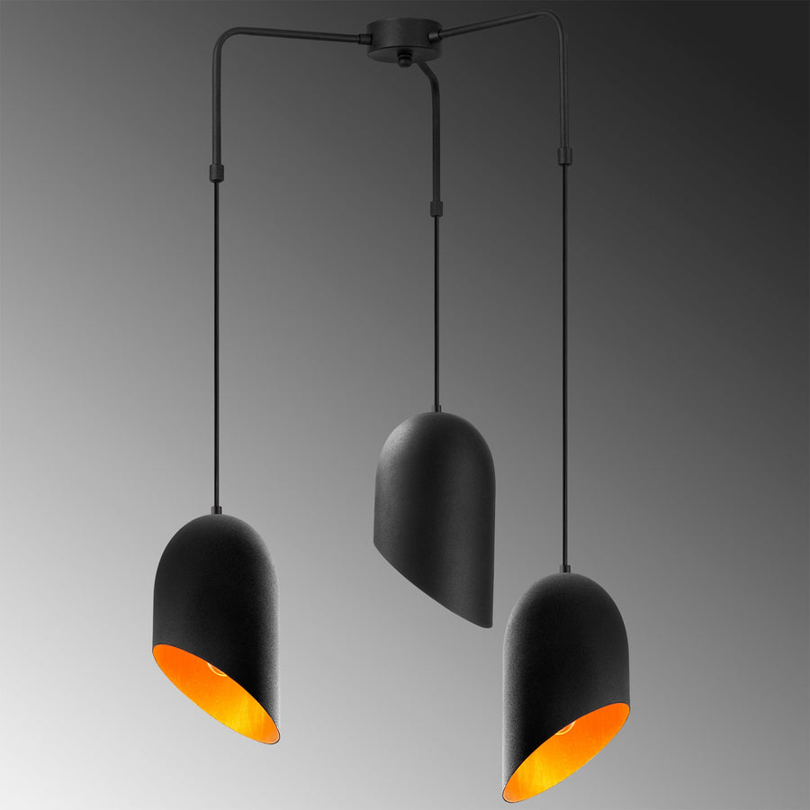 Metal 3'lü Kollu Sarkıt Oval Şapka - Siyah