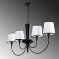 Abajurlu Dörtlü Avize Kumaş Başlık - Siyah
