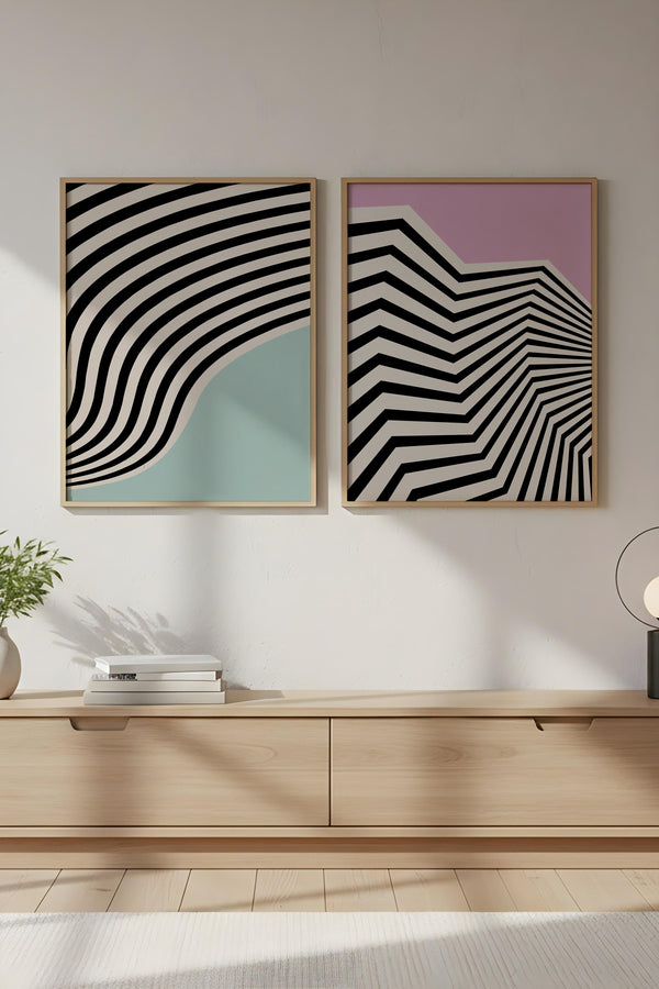 Geometrik Desenli Modern Tablo Seti - 2’li Set | huhu243