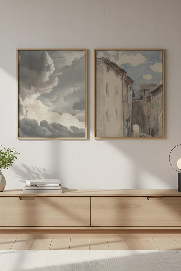 Soyut Bulutlu Manzara Tablo Seti - Modern 2’li Set | huhu276