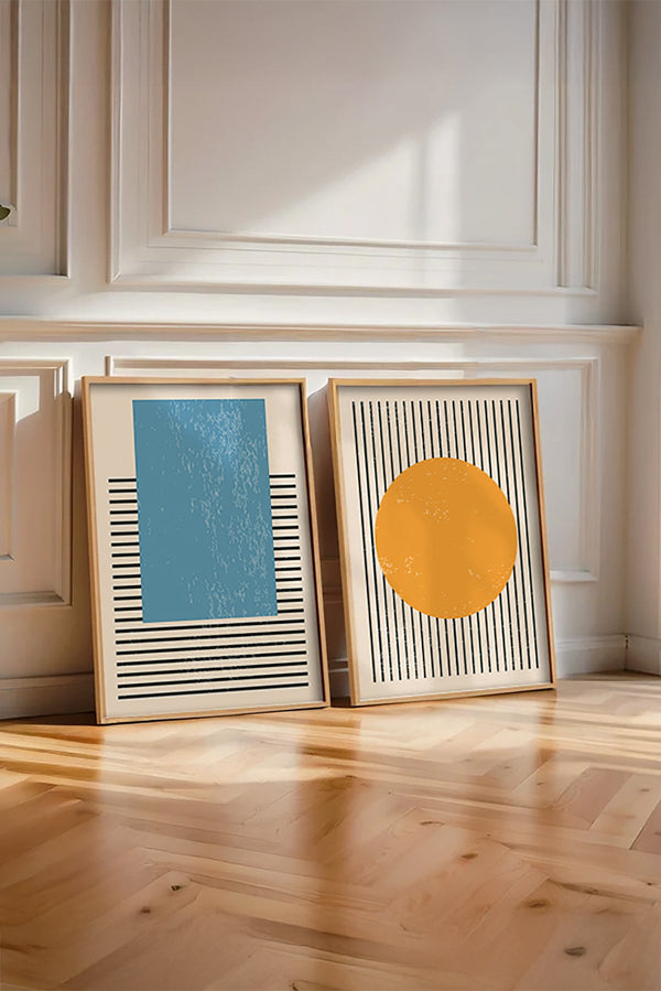 Geometrik Desenli Canlı Tonlar Tablo Seti - Modern 2’li Set | huhu1