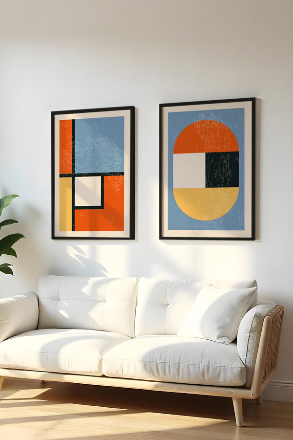 Geometrik Desenli Renkli Tablo Seti - Modern 2’li Set | huhu15