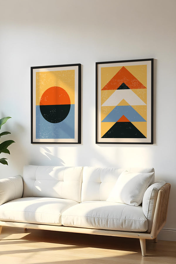 Geometrik Desenli Canlı Tablo Seti - Modern 2’li Set | huhu16