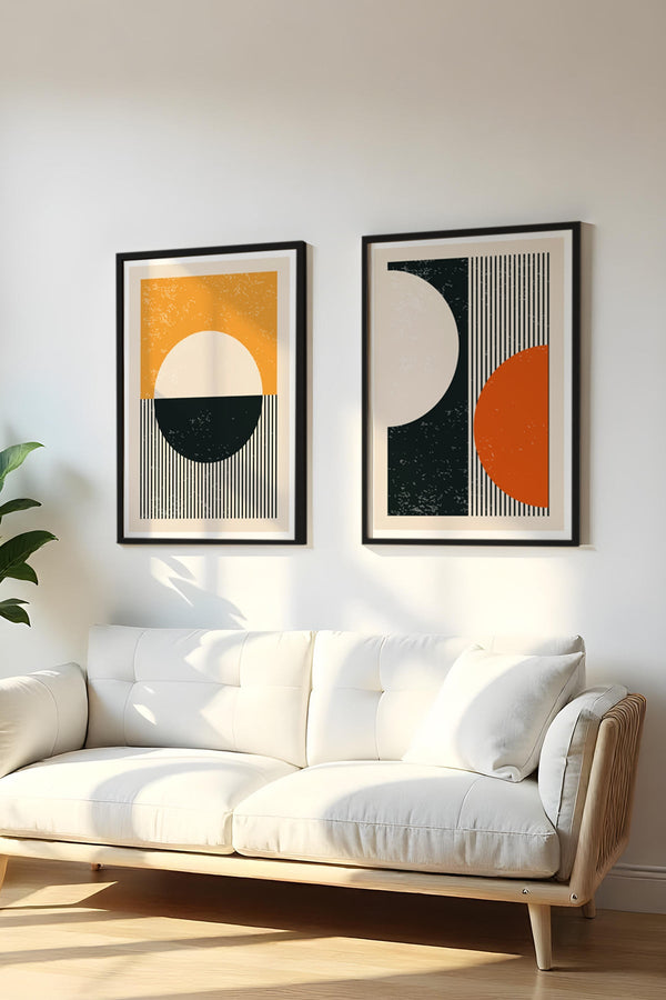 Geometrik Desenli Canlı Tablo Seti - Modern 2’li Set | huhu18