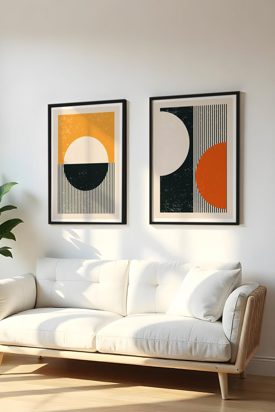 Geometrik Desenli Canlı Tablo Seti - Modern 2’li Set | huhu18