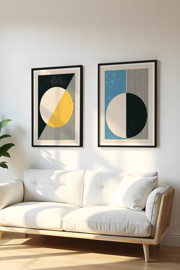 Geometrik Desenli Modern Tablo Seti - 2’li Set | huhu19