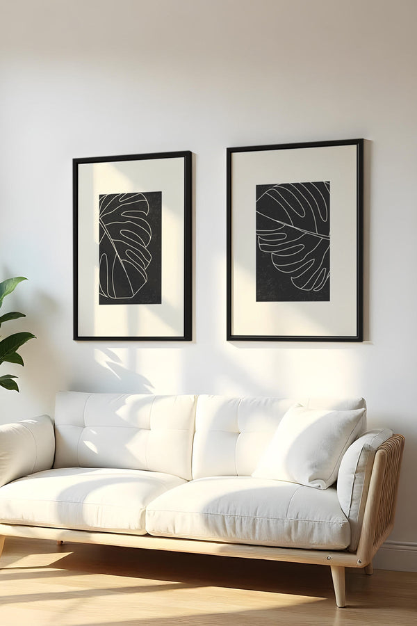 Minimalist Monstera Desenli Tablo Seti - 2’li Set | huhu20