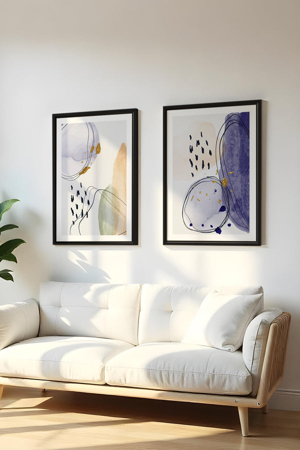 Soyut Desenli Modern Tablo Seti - 2’li Set | huhu21
