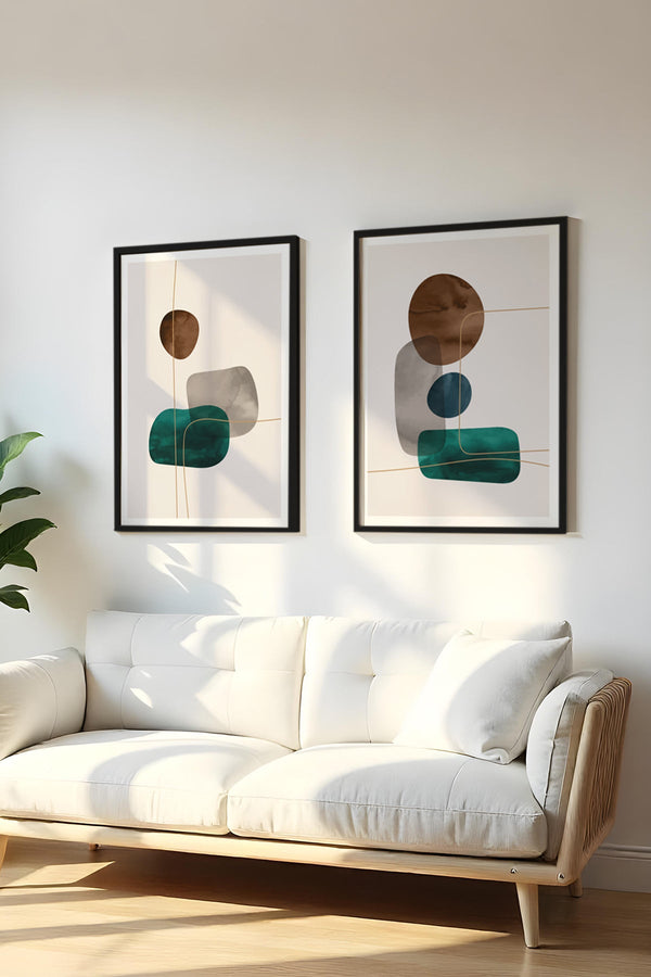 Geometrik Desenli Minimalist Tablo Seti - 2’li Set | huhu29