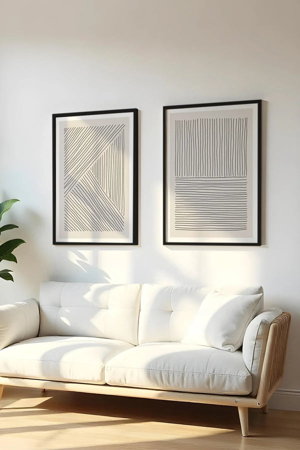 Modern Çizgili Tablo Seti - Minimalist 2’li Set | huhu2