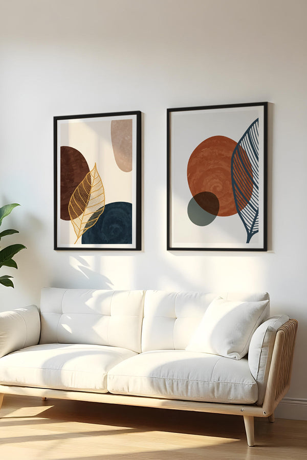 Geometrik Desenli Doğal Tablo Seti - Modern 2’li Set | huhu46