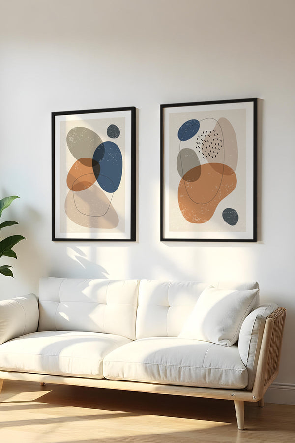 Geometrik Desenli Pastel Tablo Seti - Modern 2’li Set | huhu5