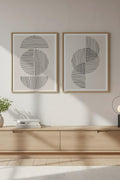 Geometrik Desenli Siyah-Beyaz Tablo Seti - Modern 2’li Set | huhu3