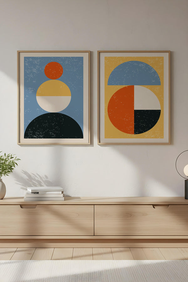 Soyut Desenli Modern Tablo Seti - 2’li Set | huhu14