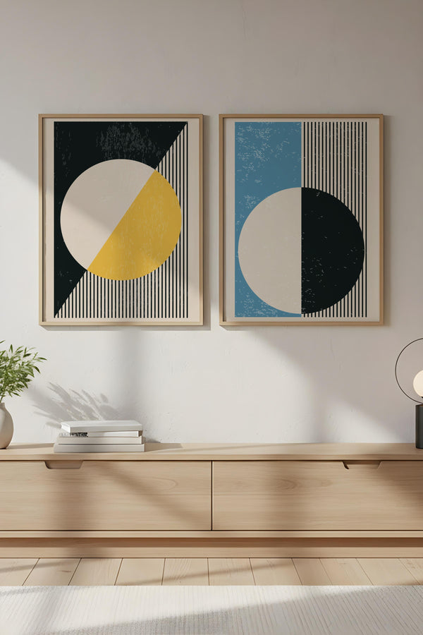 Geometrik Desenli Modern Tablo Seti - 2’li Set | huhu19