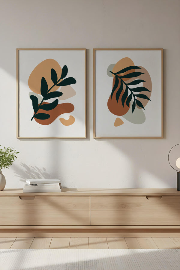 Soyut Desenli Modern Tablo Seti - Minimal 2’li Set | huhu34