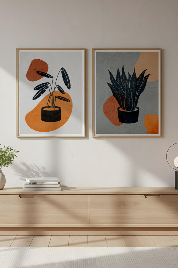 Soyut Desenli Modern Tablo Seti - 2’li Set | huhu49