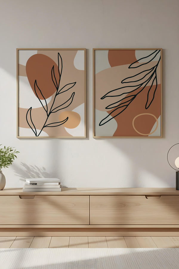 Soyut Desenli Modern Tablo Seti - 2’li Set | huhu60