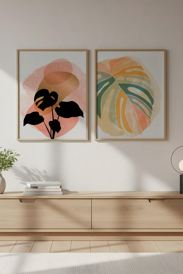 Tropikal Desenli Modern Tablo Seti - 2’li Set | huhu66