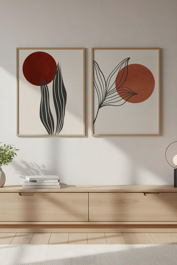 Soyut Desenli Modern Tablo Seti - 2’li Set | huhu84