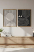 Soyut Desenli Modern Tablo Seti - Minimal 2’li Set | huhu87