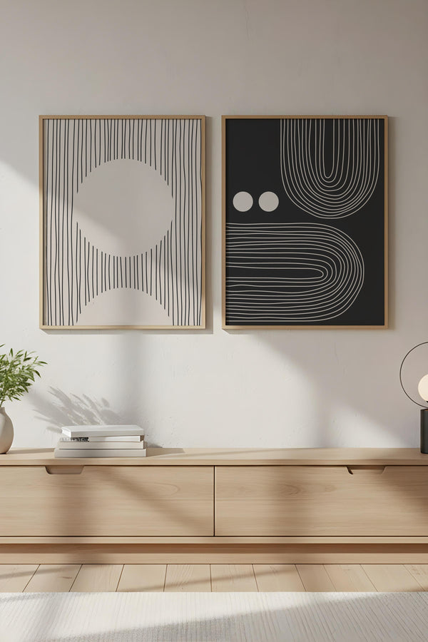 Soyut Desenli Modern Tablo Seti - Minimal 2’li Set | huhu87