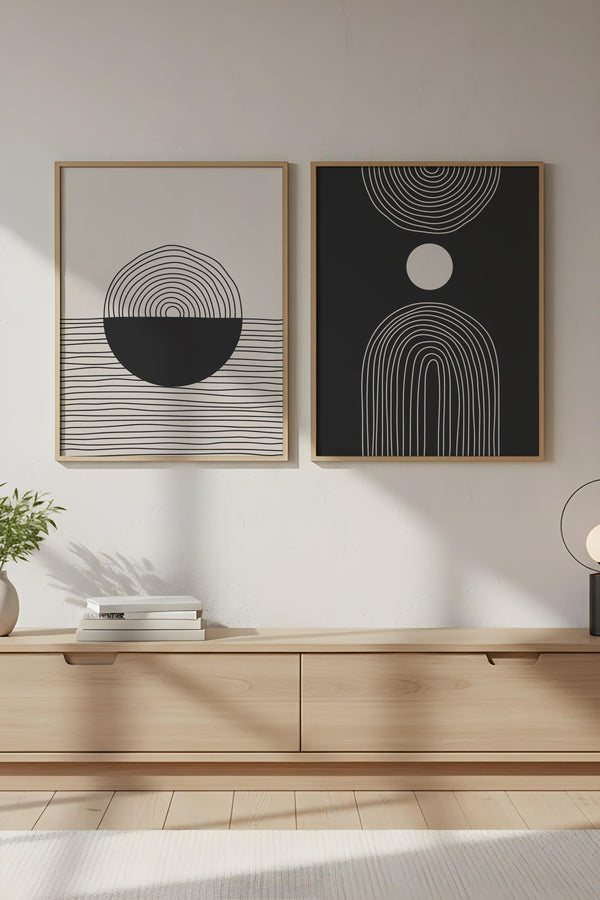 Geometrik Desenli Minimalist Tablo Seti - 2’li Set | huhu88