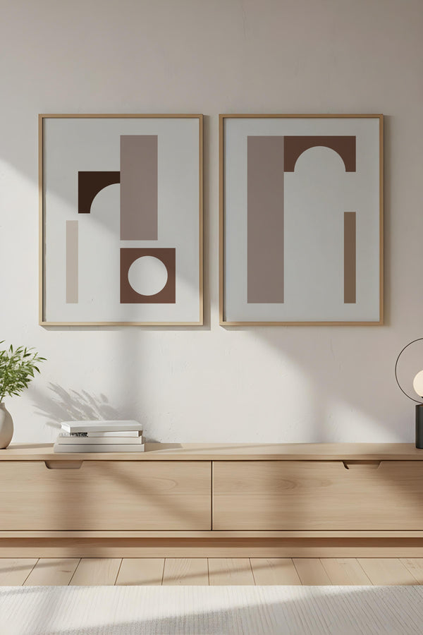 Geometrik Desenli Modern Tablo Seti - 2’li Set | huhu110