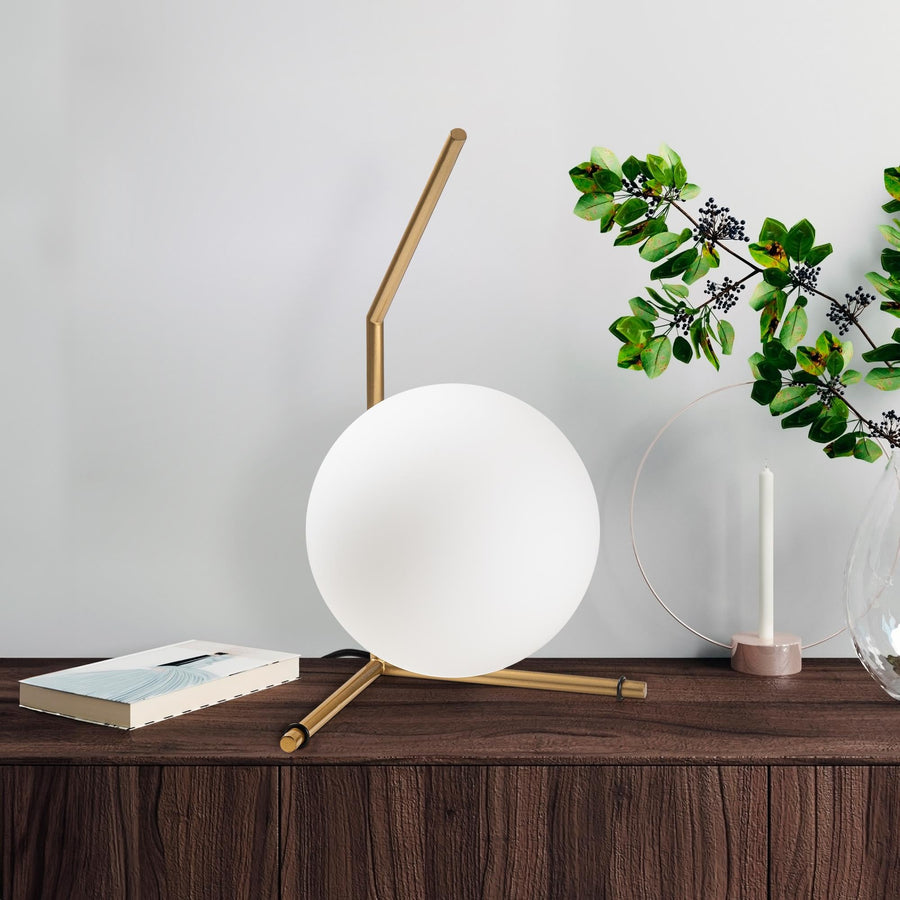 Küresel Cam Modern Masa Lambası - Altin