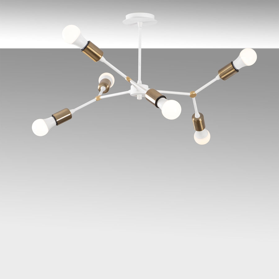 Sputnik 6'lı Metal Avize - Beyaz