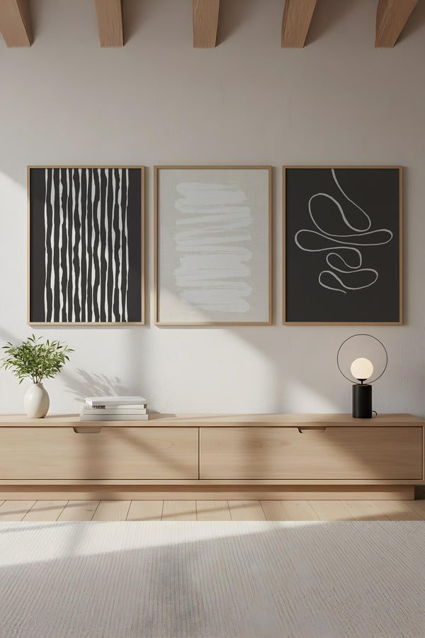 Geometrik Desenli Modern Tablo Seti - 3’lü Set | huhu235