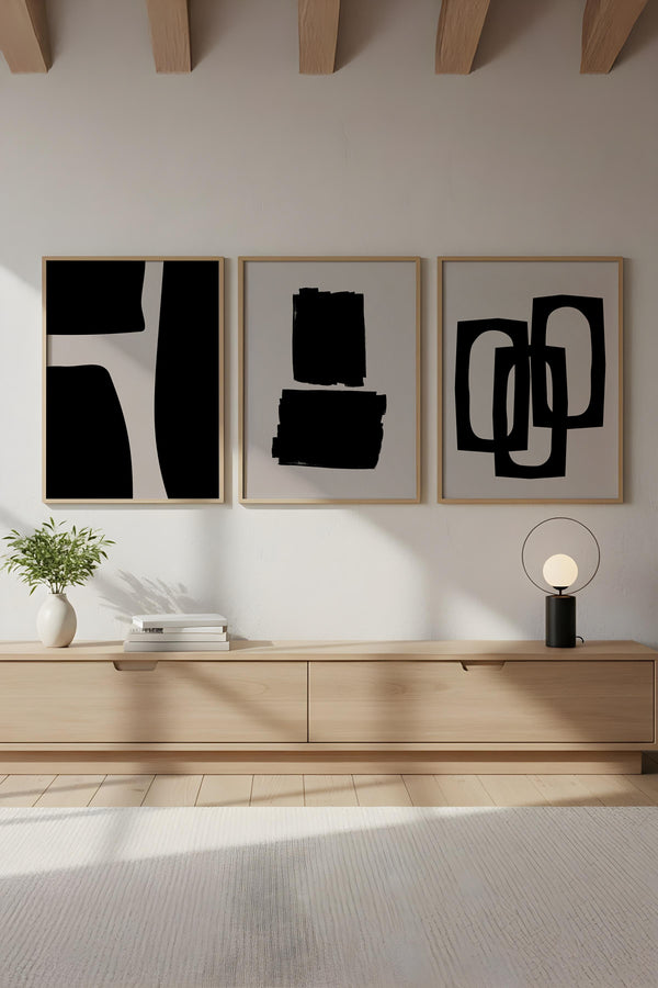 Soyut Desenli Modern Tablo Seti - 3’lü Set | huhu236