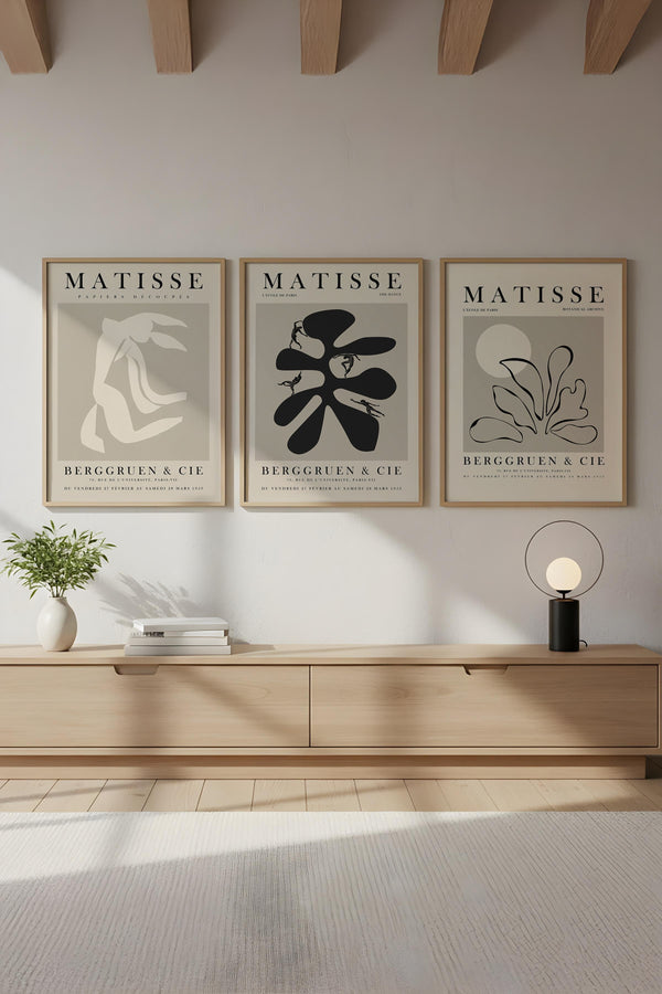 Soyut Desenli Matisse Tablo Seti - Modern 3’lü Set | huhu252