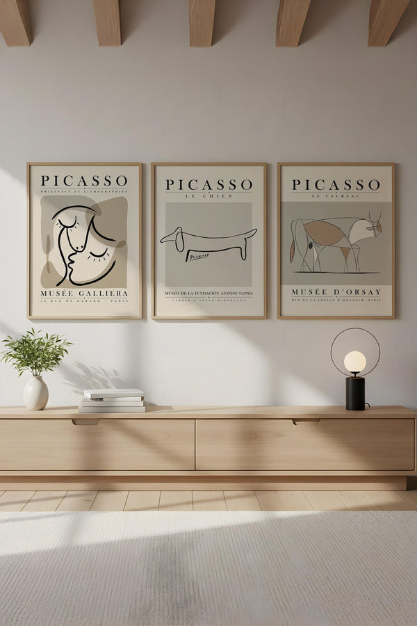 Soyut Desenli Picasso Tablo Seti - Modern 3’lü Set | huhu253